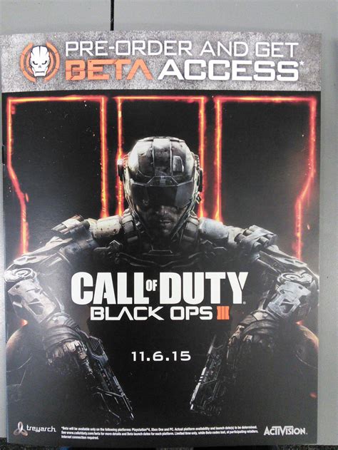 Black Ops 3 Pre Order Poster Suggests November 6 Release Date And Beta Access First Gameplay Image Leaks Mp1st