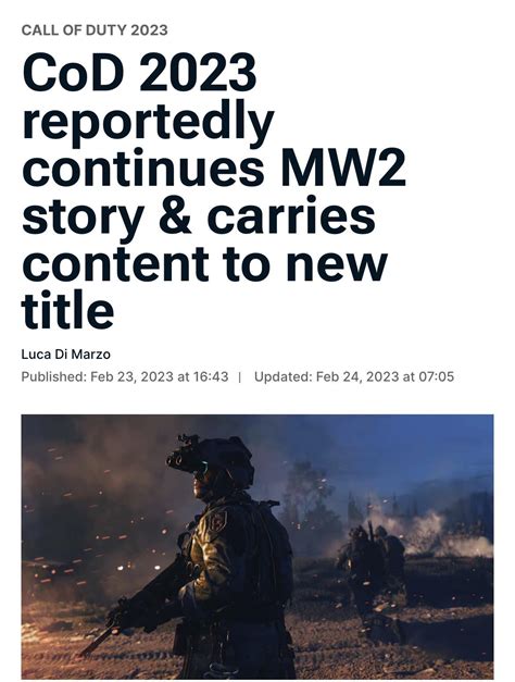 Cod Mw3 2023 Reportedly Will Have A Campaign And Continue When Mwii Left Off R Callofduty