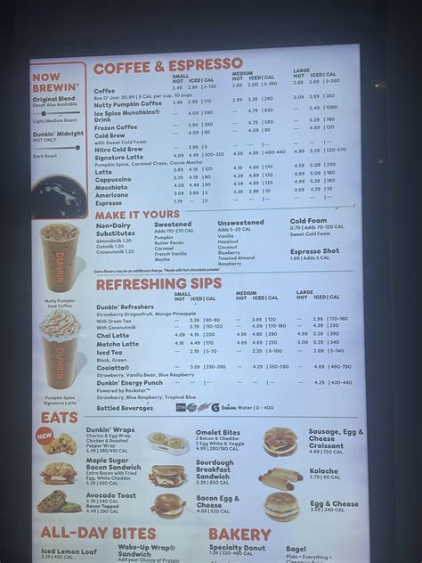Dunkin Donuts Menu Price List Dunkin Donuts Menu Price List