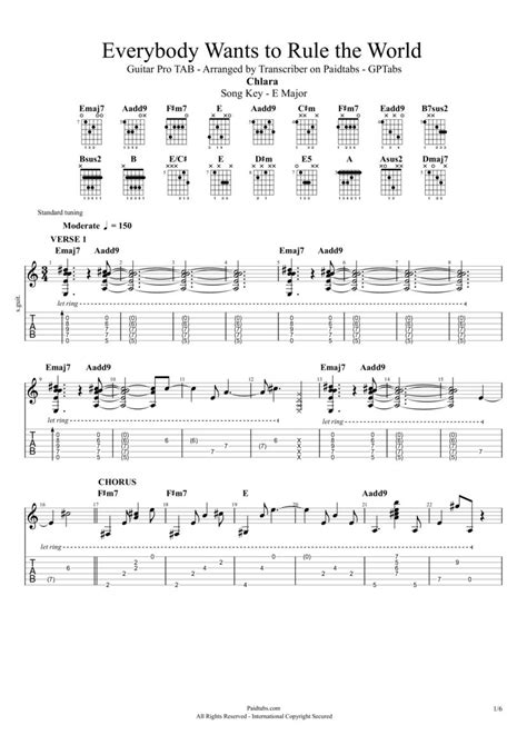 Everybody Wants To Rule The World Tab Amp Chords Chlara