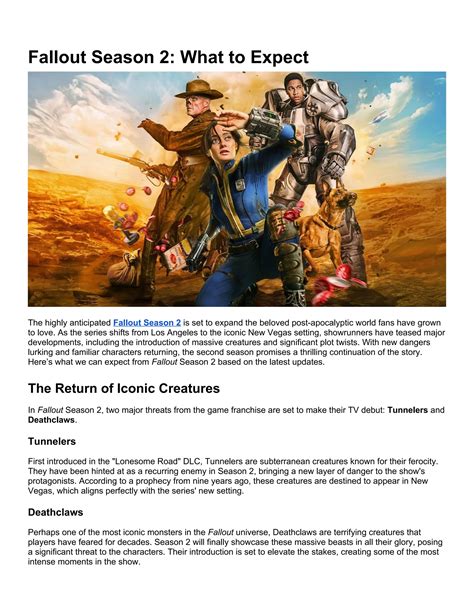 Fallout Season 2 New Vegas Iconic Creatures And Plot Twists Docx