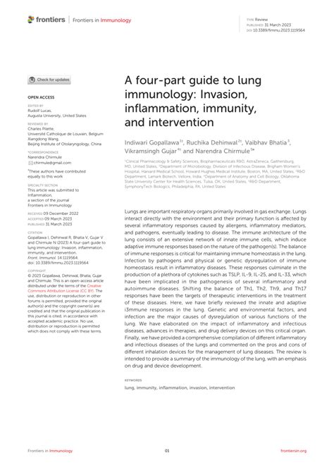 Frontiers A Four Part Guide To Lung Immunology Invasion Inflammation Immunity And Intervention