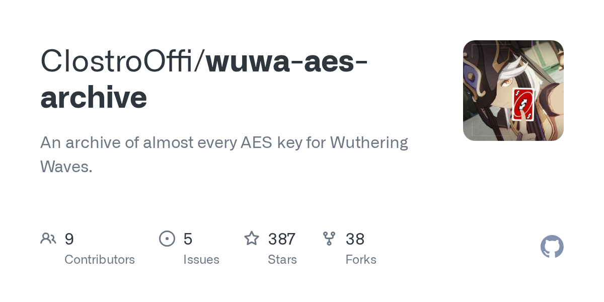 Github Clostrooffi Wuwa Aes Archive An Archive Of Almost Every Aes Key For Wuthering Waves Github Clostrooffi Wuwa Aes Archive An Archive Of Almost Every Aes Key For Wuthering Waves