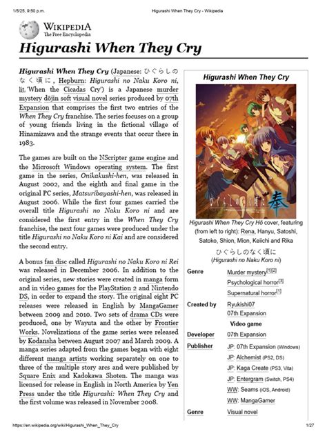 Higurashi When They Cry Wikipedia