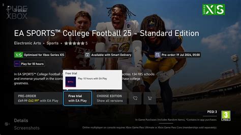 How To Download The Free College Football 25 Trial With Ea Play Xbox Game Pass Ultimate Pure Xbox