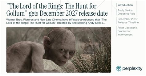 Lord Of The Rings Hunt For Gollum Sets December 2027 Release Date Thr News Youtube