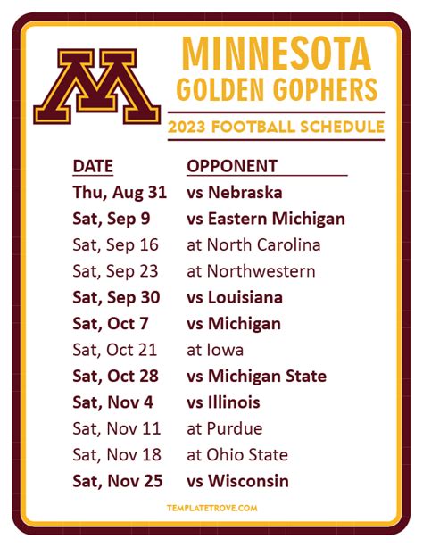 Minnesota 2025 Football Schedule Release Date Chloe G Belt