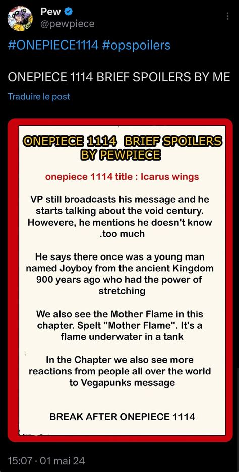 One Piece 1114 Brief Spoilers R Piratefolk