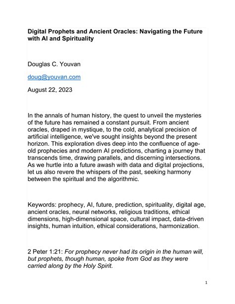 Pdf Digital Prophets And Ancient Oracles Navigating The Future With Ai And Spirituality Introduction Human Fascination With Foretelling The Future