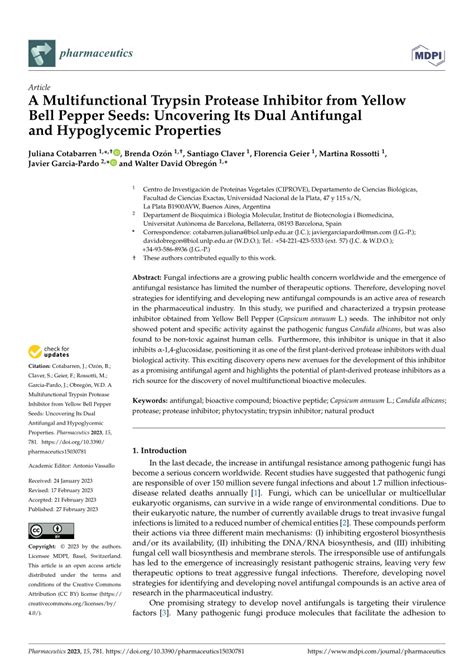 Pharmaceutics Free Full Text A Multifunctional Trypsin Protease Inhibitor From Yellow Bell