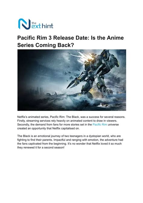 Ppt Pacific Rim 3 Release Date Is The Anime Series Coming Back Powerpoint Presentation Id