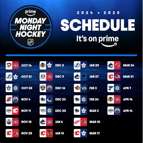 Prime Monday Night Hockey And The Nhl Announce 2024 25 Regular Season Monday Night Game Schedule Canada About Amazon