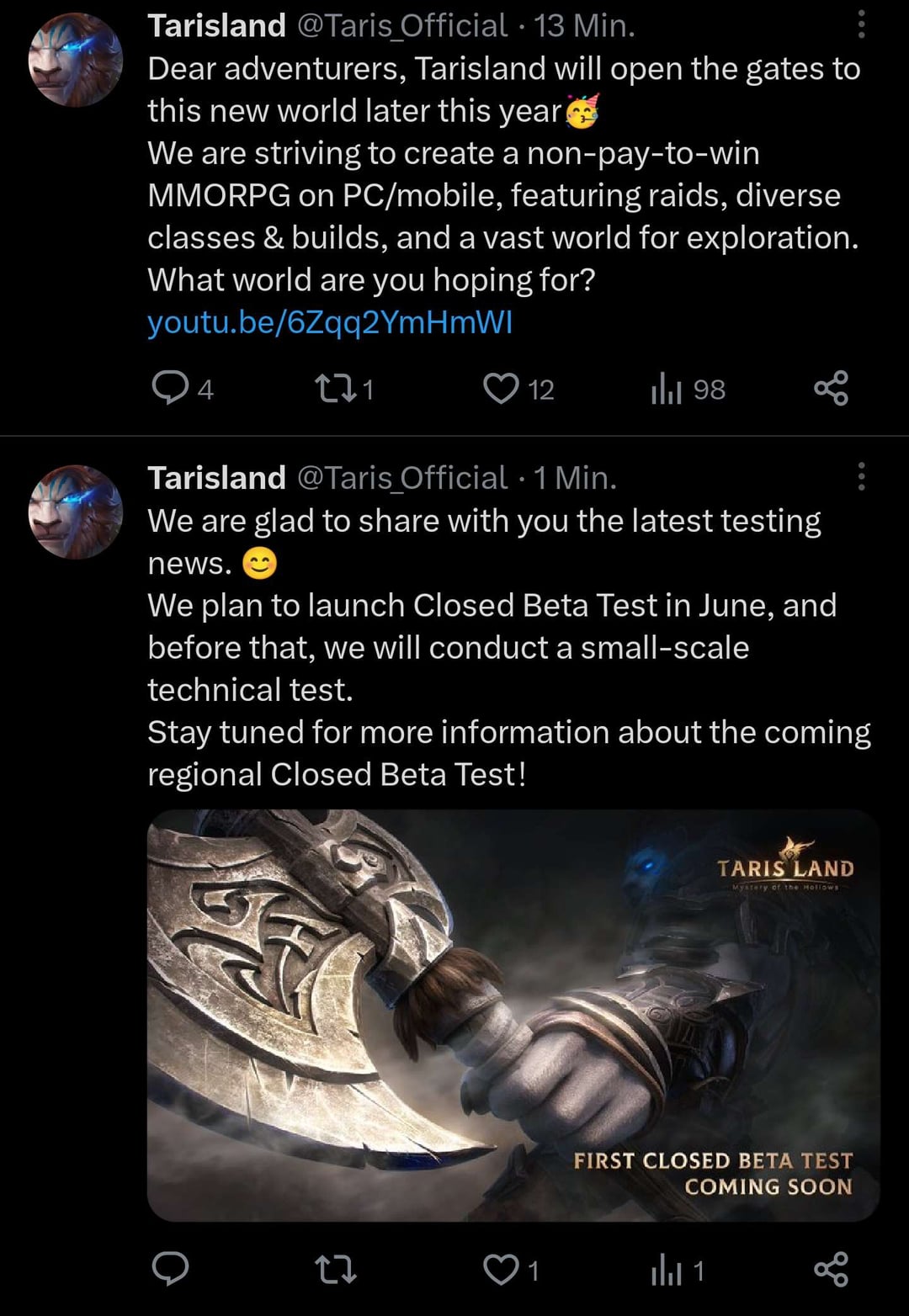 Release This Year Closed Beta In June R Tarisland