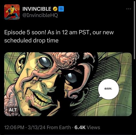 Release Time For Episode 5 Is Tomorrow Morning R Invincible