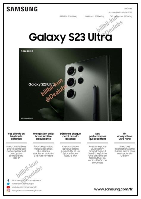 Samsung Galaxy S23 Ultra Specs Sheet Leaks In Full Gsmarena Com News