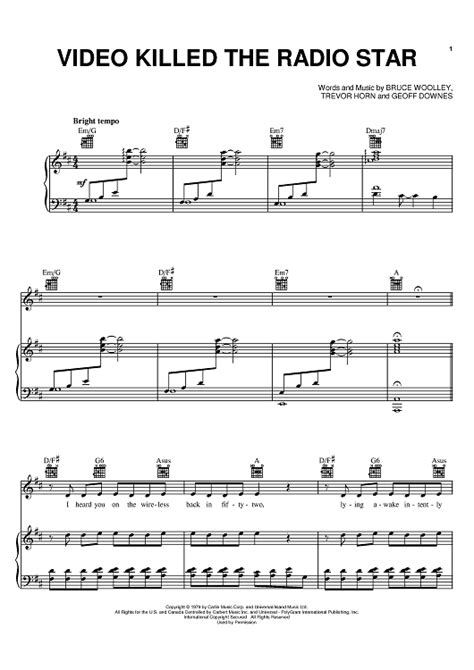 The Buggles Amp Quot Video Killed The Radio Star Amp Quot Sheet Music In D Major Transposable Download