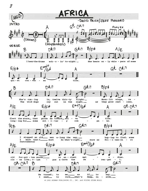 Toto Africa Sheet Music Pdf Free Score Download