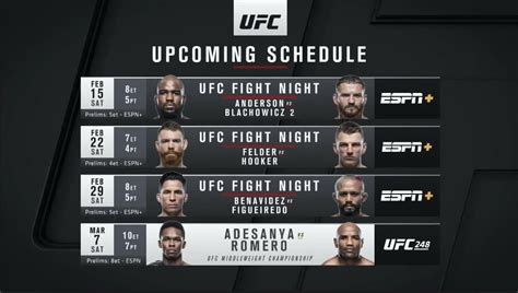 Ufc Fighting Schedule