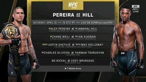 Updated Ufc 300 Main Card Bout Order R Mma
