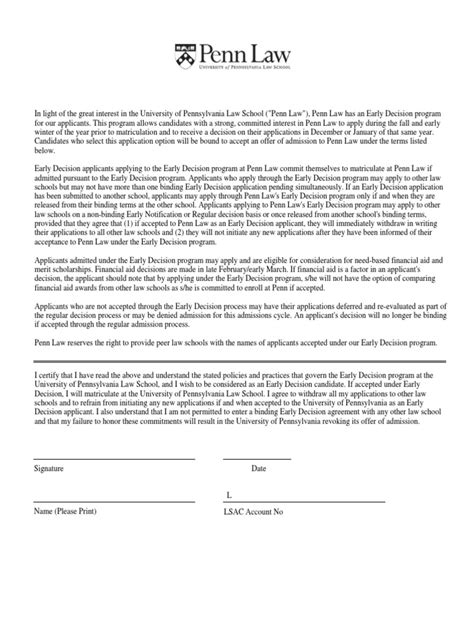 Upenn Law Early Decision Agreement Pdf Social Institutions Social Science