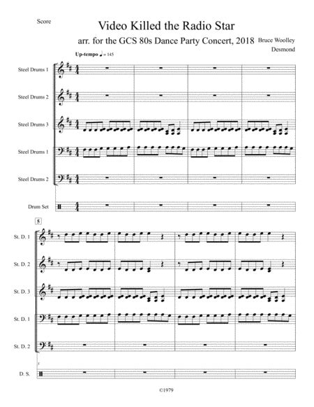 Video Killed The Radio Star Arr Rob Desmond By Buggles Sheet Music For Percussion Ensemble At